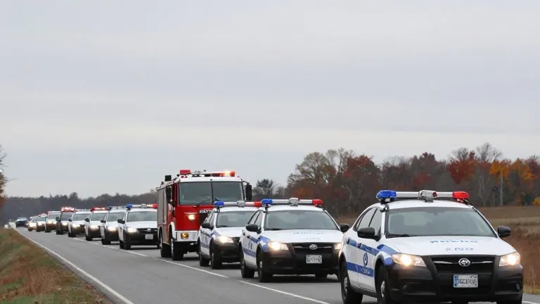 Illustration for: 200 officers join funeral procession for Logan County deputy
